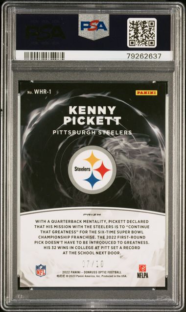 2022 Panini Optic Football - Kenny Pickett WHR-1 - White Hot Rookies Gold /10 - PSA 9