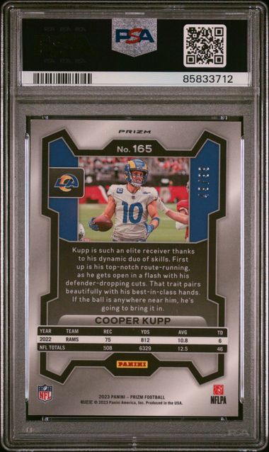 2023 Panini Prizm - Cooper Kupp 165 - Blue Ice /99 - PSA 10