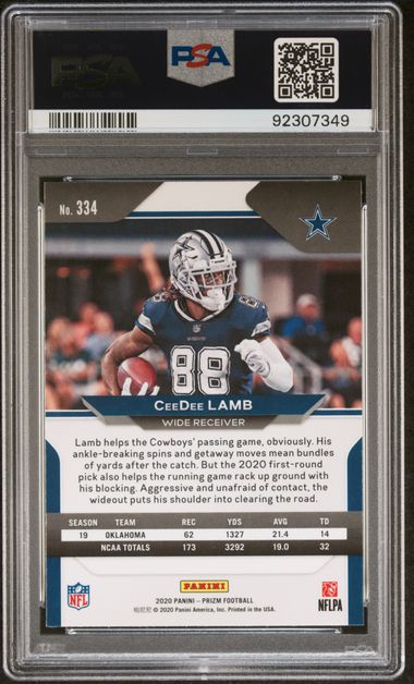 2020 Panini Prizm Football - Ceedee Lamb #334 - Rookie - PSA 9