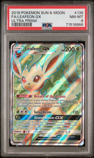 Leafeon GX 139/156 Ultra Prism - 2018 Pokemon - PSA 8