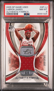 2005 SP Game Used Basketball - Lebron James AF-LJ - Authentic Fabrics - PSA 8