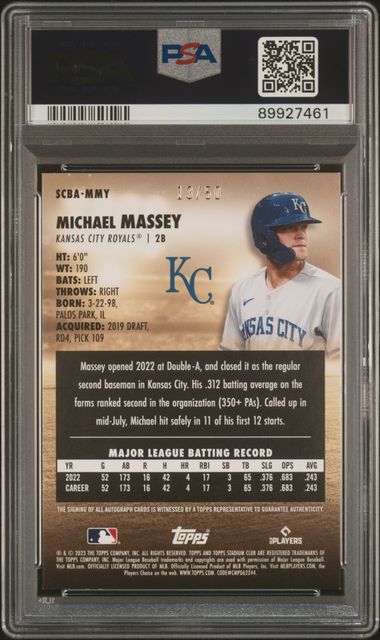 2023 Stadium Club - Michael Massey SCBA-MMY - Red Foil Auto /50 - PSA 8