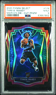 2020-21 Panini Select - Tyrese Maxey 174 - Maroon Die Cut /175 - PSA 9