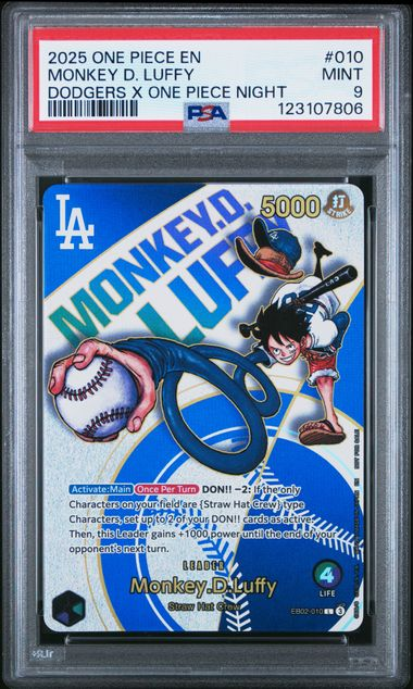 Monkey.D.Luffy - EB02-010 - Dodgers x One Piece Night - 2025 One Piece - PSA 9