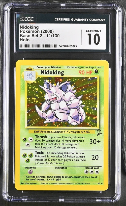 Nidoking 11/130 Base Set 2 - 2000 Pokemon - CGC 10