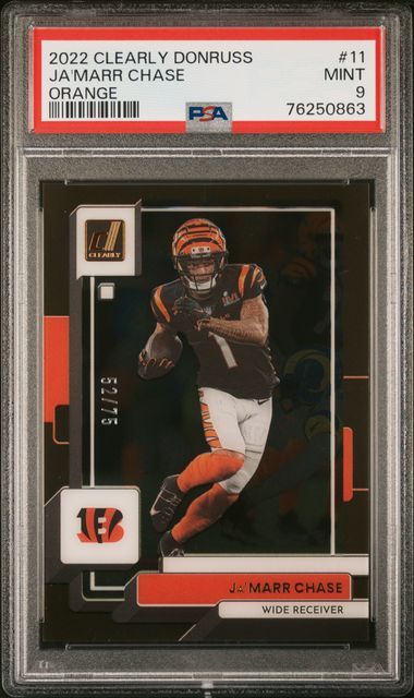 2022 Panini Donruss Clearly - Ja'Marr Chase - Orange /75 - PSA 9