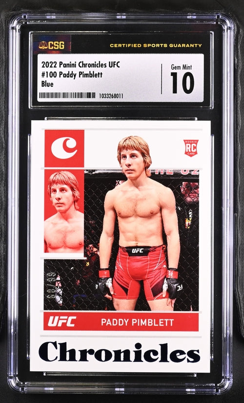 2022 Panini Chronicles UFC - Paddy Pimblett 100 -  Blue /99 - CSG CGC 10