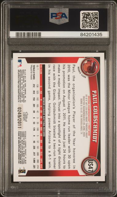 2011 Topps Update - Paul Goldschmidt US47 - Gold /2011 - PSA 8