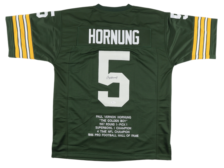 Paul Hornung Signed Autographed Career Highlight Stat Custom Jersey (JSA)