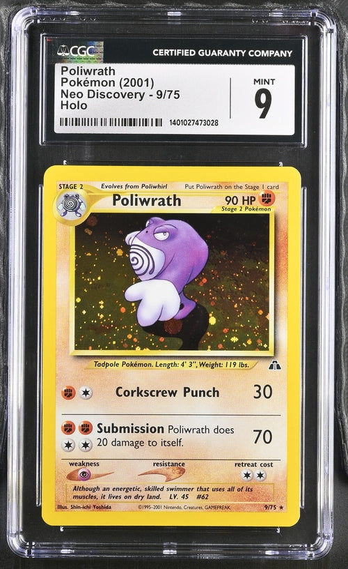 Poliwrath 9/75 Neo Discovery - 2001 Pokemon - CGC 9