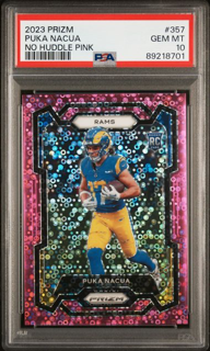 2023 Panini Prizm Football - Puka Nacua 357 - No Huddle Pink /15 - PSA 10