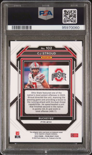 2023 Panini Prizm Draft Picks Football - CJ Stroud 102 - Gold Ice - PSA 10