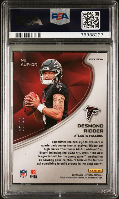 2022 Panini Spectra - Desmond Ridder AURDRI - Rookie Aura Universal /10 - PSA 9