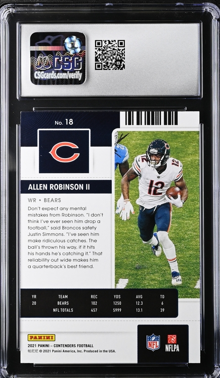 2021 Panini Contenders - Allen Robinson 18 - Championship Ticket /99 - CSG CGC 9.5