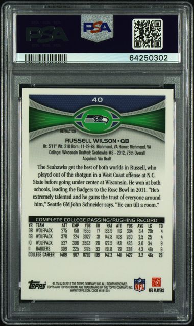 2012 Topps Chrome - Russell Wilson 40 - Stands Xfractor - PSA 9