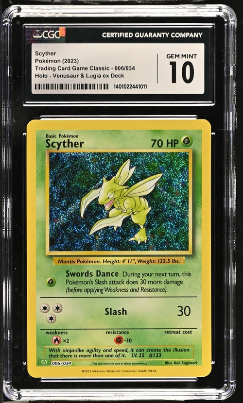 Scyther 006/034 Trading Card Game Classic - CLV, CLC, CLB  Venusaur & Lugia ex Deck CLV - 2023 Pokemon - CGC 10