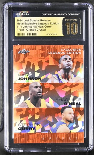 2024 Leaf Special Release Metal Exclusive Legends Edition Johnson/O'Neal/Curry 1/1 CGC Pristine 10
