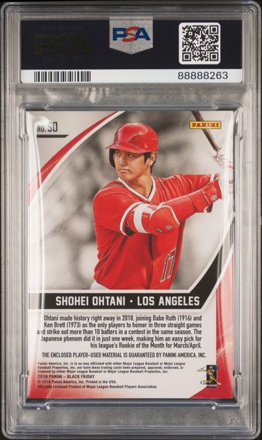 2018 Panini Black Friday Baseball - Shohei Ohtani SO - Rookie Mem /50 - PSA 8