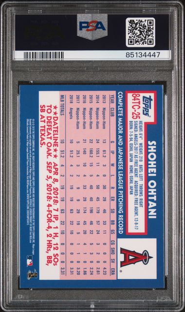 2019 Topps Chrome - Shohei Ohtani #25 - 1984 Topps Baseball - PSA 10