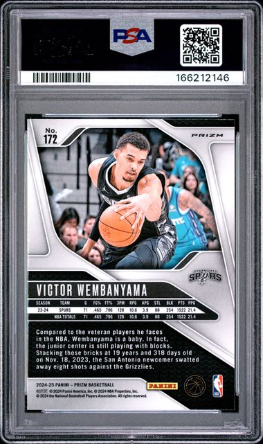 2024-25 Panini Prizm Basketball - Victor Wembanyama #172 - SIlver Prizm - PSA 9