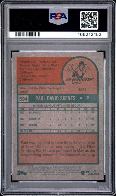 2024 Topps Heritage - Paul Skenes #594 - Rookie Card - PSA 9