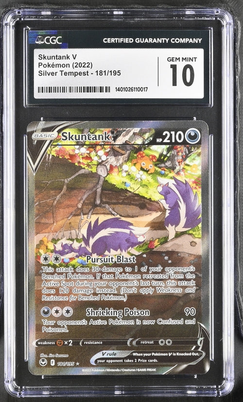 Skuntank V 181/195 Silver Tempest - 2022 Pokemon - CGC 10