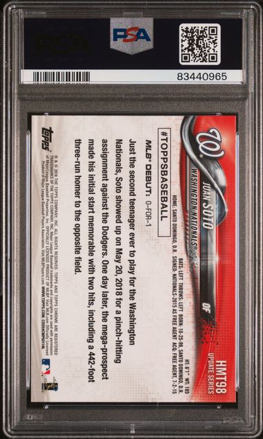 2018 Topps Chrome Baseball - Juan Soto HMT98 - Update - PSA 9