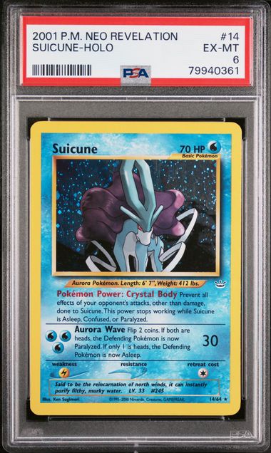 Suicune 14/64 Neo Revelation - 2001 Pokemon - PSA 6