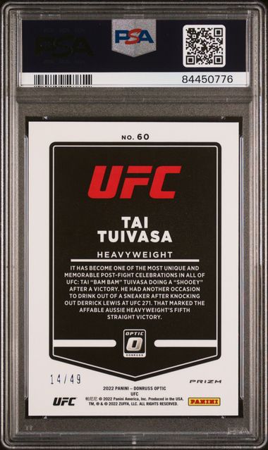 2022 Panini Donruss Optic UFC - Tai Tuivasa 60 - Orange /49 - PSA 9