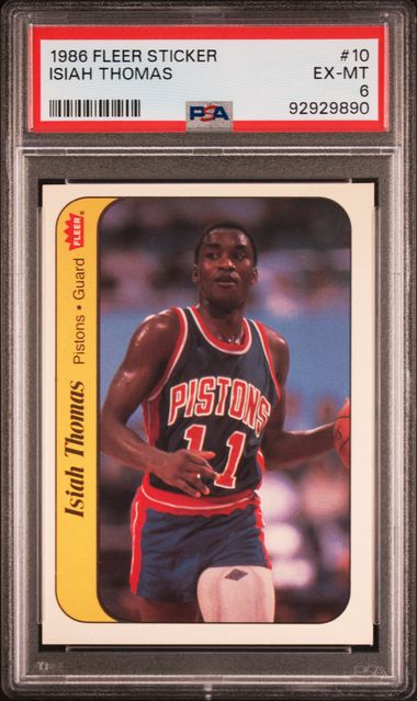 1986 Fleer Sticker - Isiah Thomas 10 - PSA 6