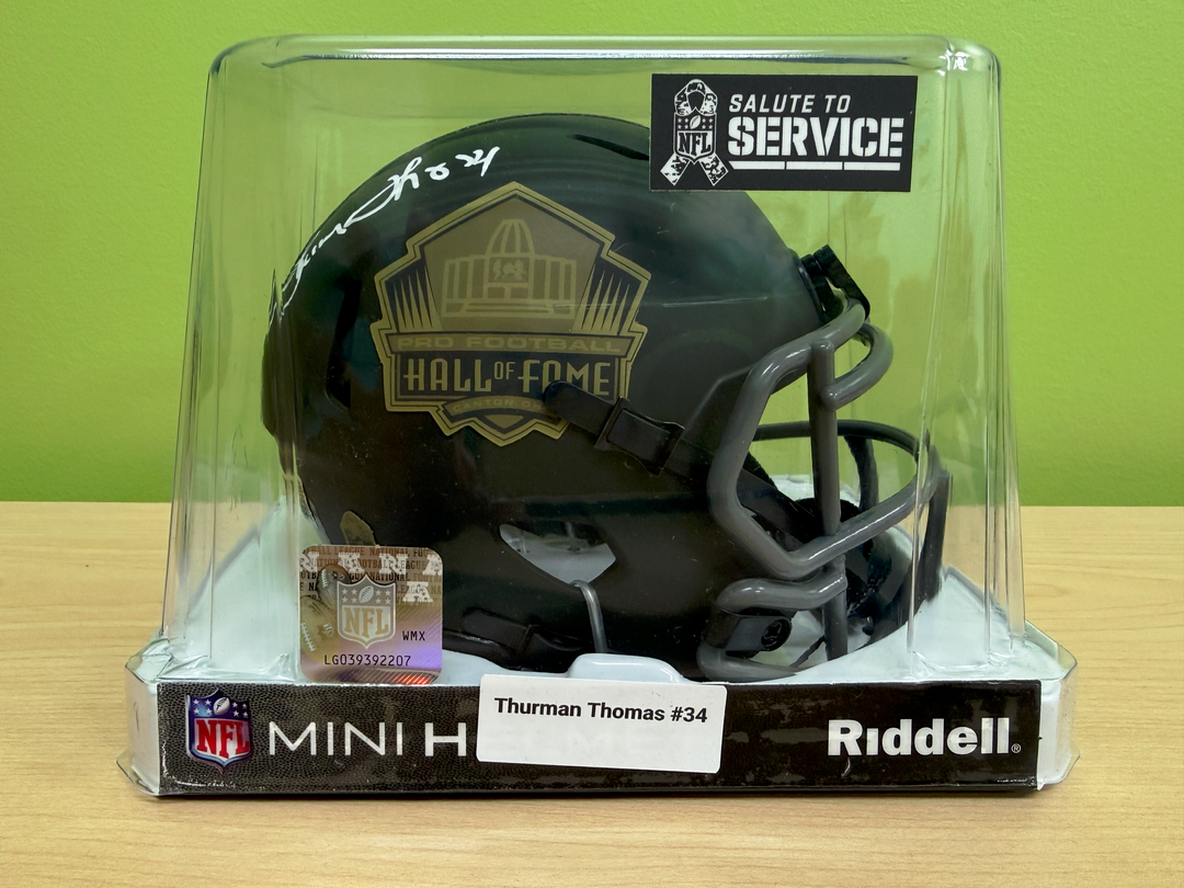 Thurman Thomas Autographed Signed HOF Salute to Service Mini Helmet (TSE)