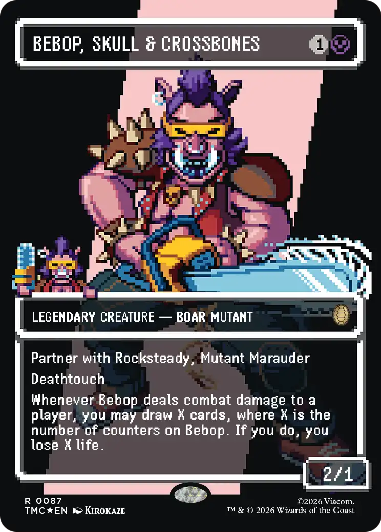 Bebop, Skull & Crossbones (Borderless) (Surge Foil) - Commander: Teenage Mutant Ninja Turtles (TMC)