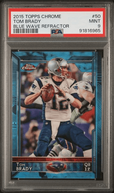 2015 Topps Chrome Tom Brady Blue Wave Refractor #50- PSA 9