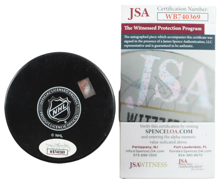 Vincent Trocheck Autographed Signed Rangers Logo Hockey Puck (JSA) With Rangers Case