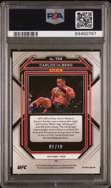 2023 Panini Prizm UFC - Carlos Ulberg /10 - Gold Undercard /10 - PSA 10