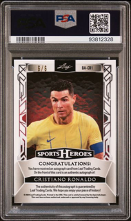 2024 Leaf Sports Heroes - Cristiano Ronaldo BA-CR1- Auto Pink Shimmer /6 - PSA 9 / 10