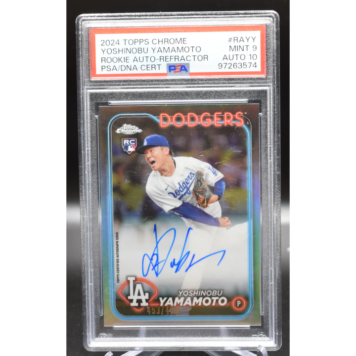 2024 Topps Chrome Baseball - Yoshinobu Yamammoto RAYY - Refractor Auto - PSA 9 Auto 10