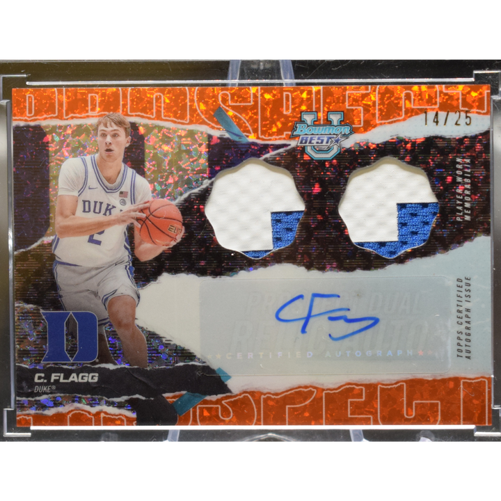 2025 Topps Bowman's Best University - Cooper Flagg PDRA-CF - Orange Diamond Dual Relic Autograph /25