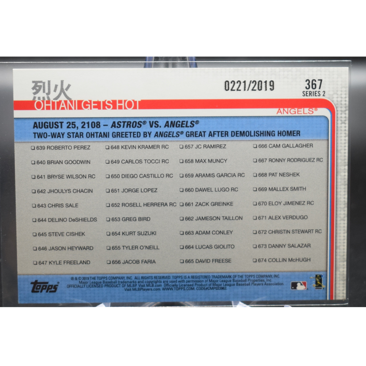 2019 Topps - Ohtani Gets Hot 367 - Kanji Gold /2019