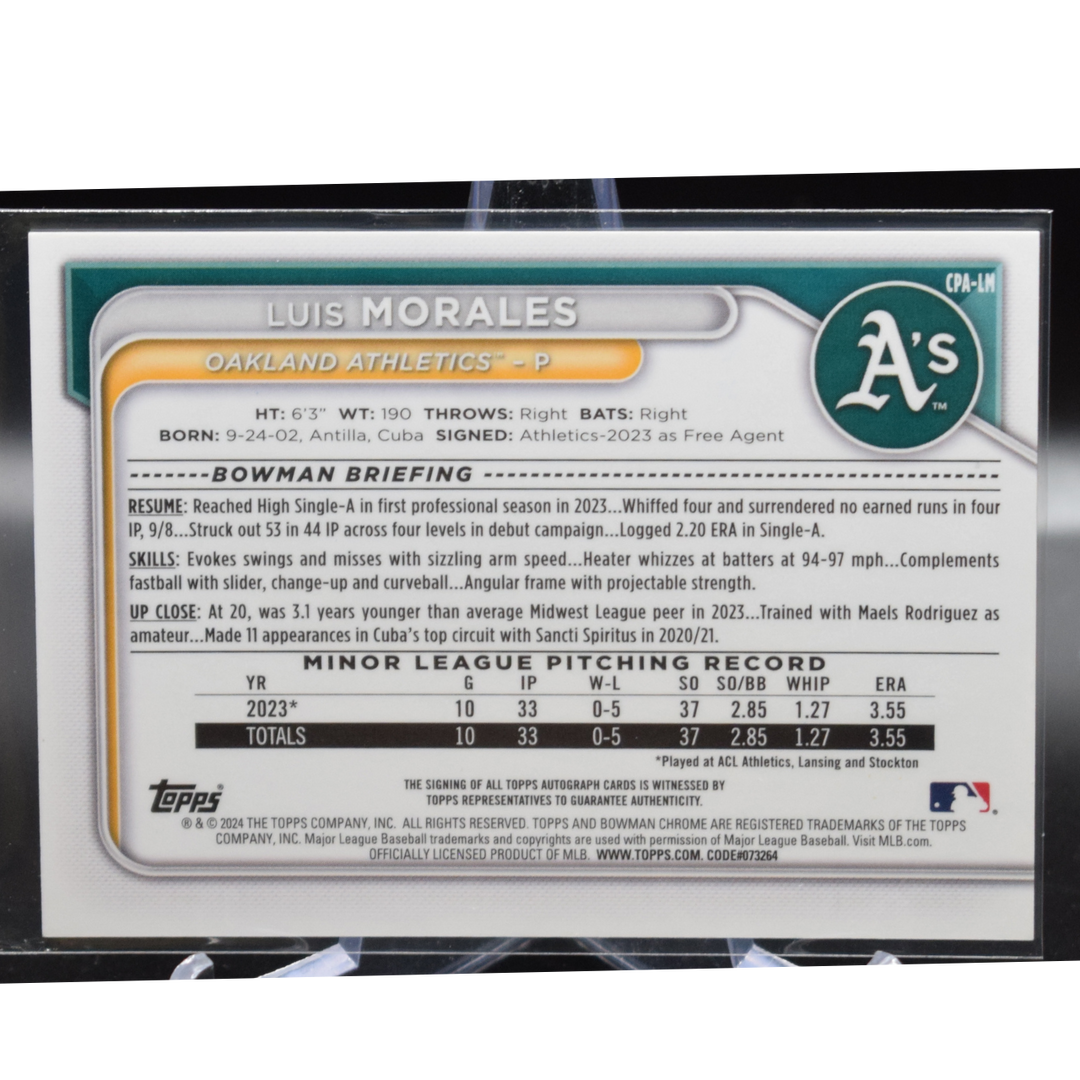 2024 Topps Bowman Chrome - Luis Morales CPA-LM - 1st Bowman Yellow Auto /75