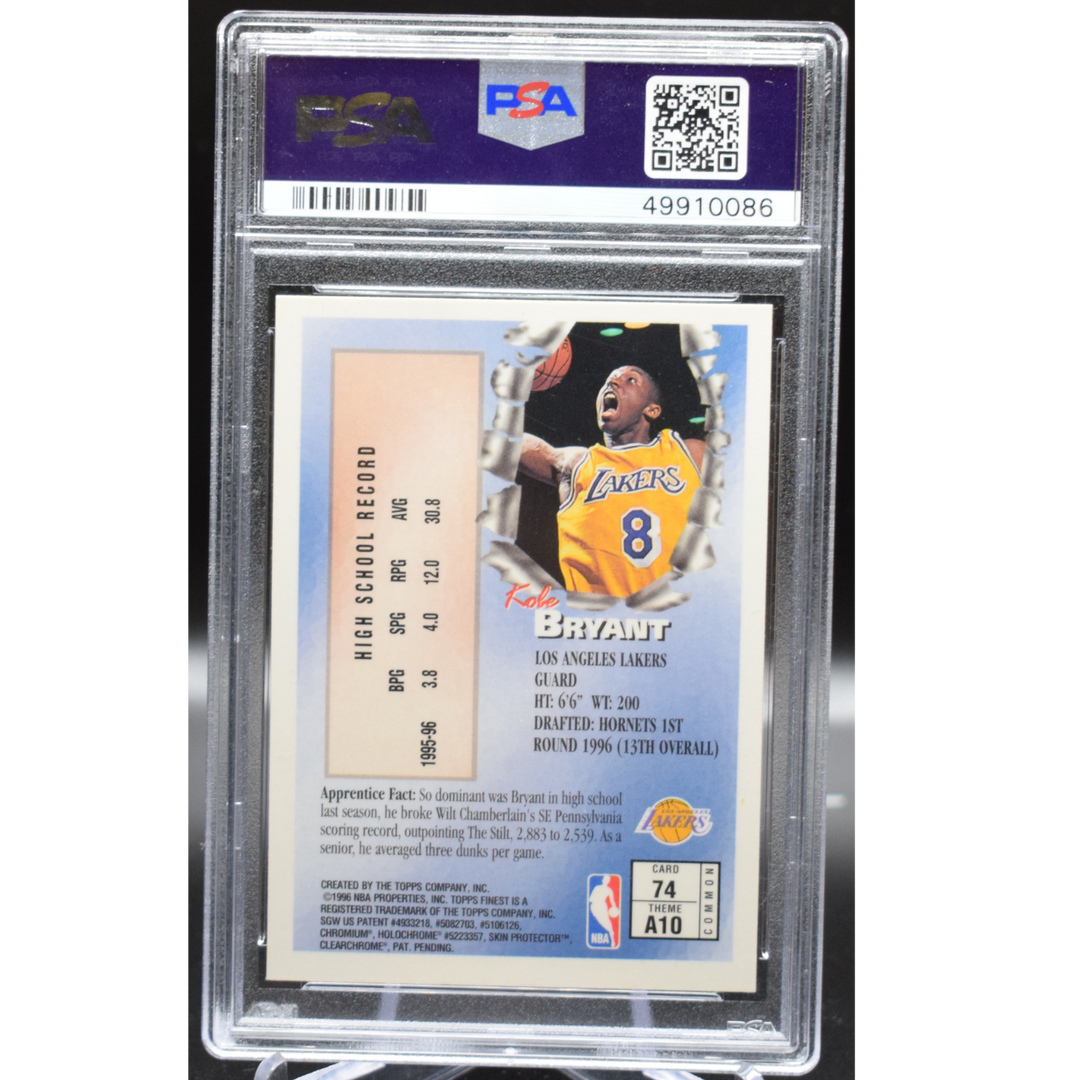 1996 Topps Finest - Kobe Bryant 74 - W Coating - PSA 9