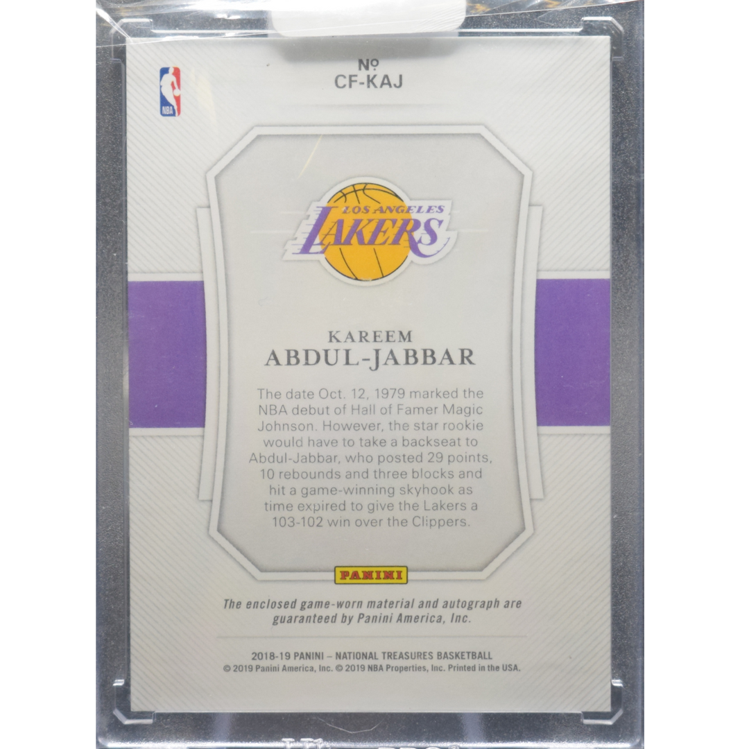 2018 Panini National Treasures Basketball - Kareem Abdul-Jabbar CF-KAJ - Clutch Factor Auto /25