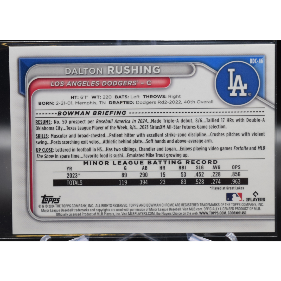 2024 Topps Bowman Chrome - Dalton Rushing BDC-46 - Red /5