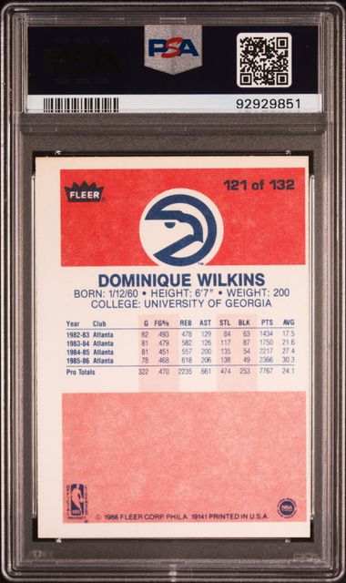 1986 Fleer - Dominique Wilkins 121 - PSA 6