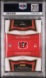 2020 Panini Select - Joe Burrow RS-JBO - Rookie Swatches Copper /49 - PSA 9