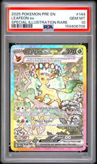 Leafeon ex 144/131 Special Illustration Rare Prismatic Evolutions - 2025 Pokemon - PSA 10