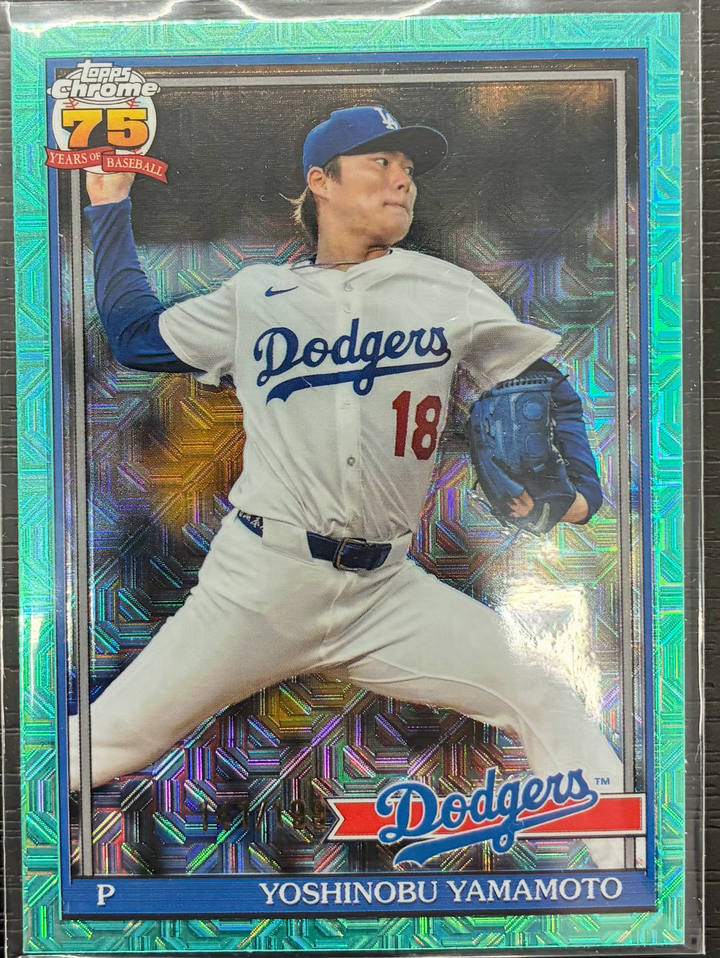 2026 Topps Series 1 Baseball - Yoshinobu Yamamoto Silver Pack Teal Parallel 141/199