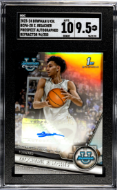 2023-24 Bowman University Chrome Basketball - Zaccharie Risacher #BCPA - ZR - Prospect Refractor Autograph 94/250  - SGC 9.5 Auto 10