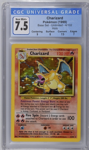 Charizard 4/102 - Base Set (Unlimited) - Holo - 1999 Pokemon - CGC 7.5