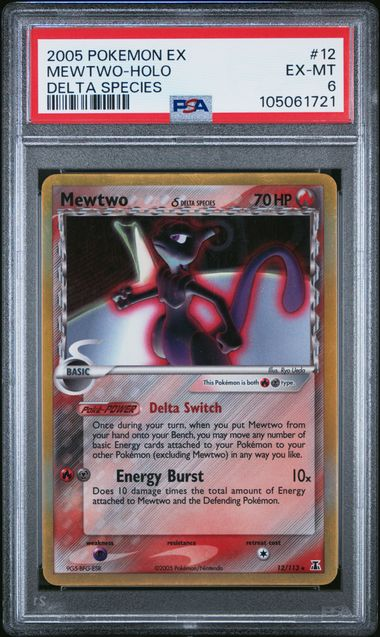 Mewtwo Holo - Delta Species - 2005 Pokemon EX - PSA 6